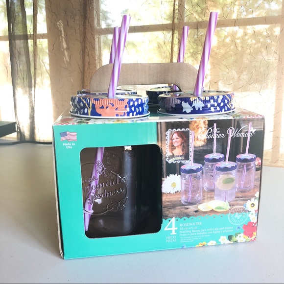 Pioneer Woman Glass Mason Rosewater Jars - Picture 5 of 9